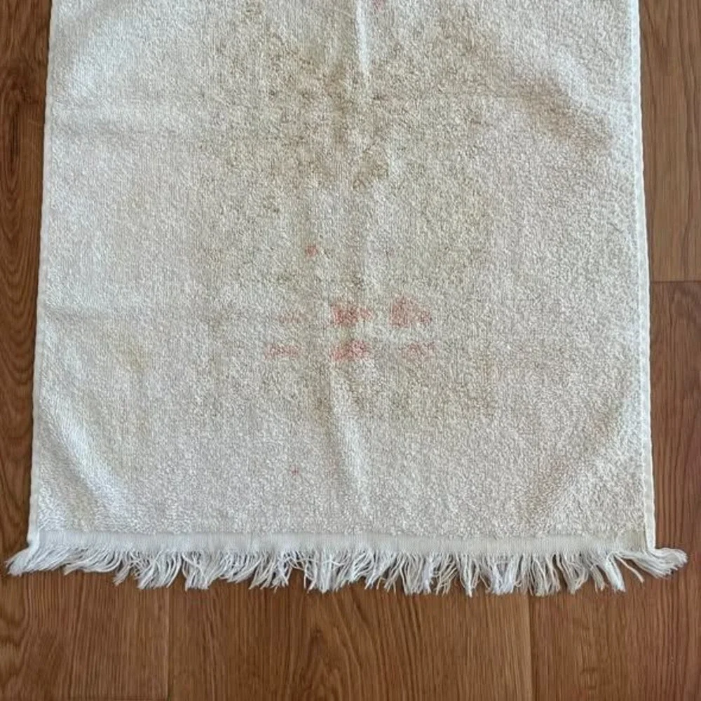 Vintage Cannon Kitchen Hand Towel Herbs Orange Brown Fringe